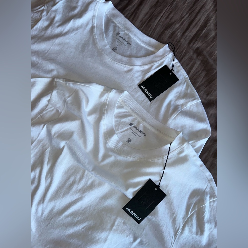 Jaanuu Men's Classic White Long Sleeve Tees